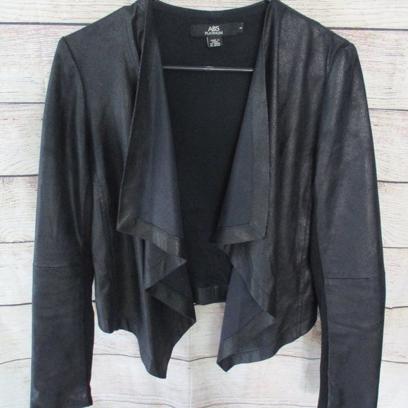 ABS Platinum Faux Leather Drape Jacket Small - Picture 4 of 9